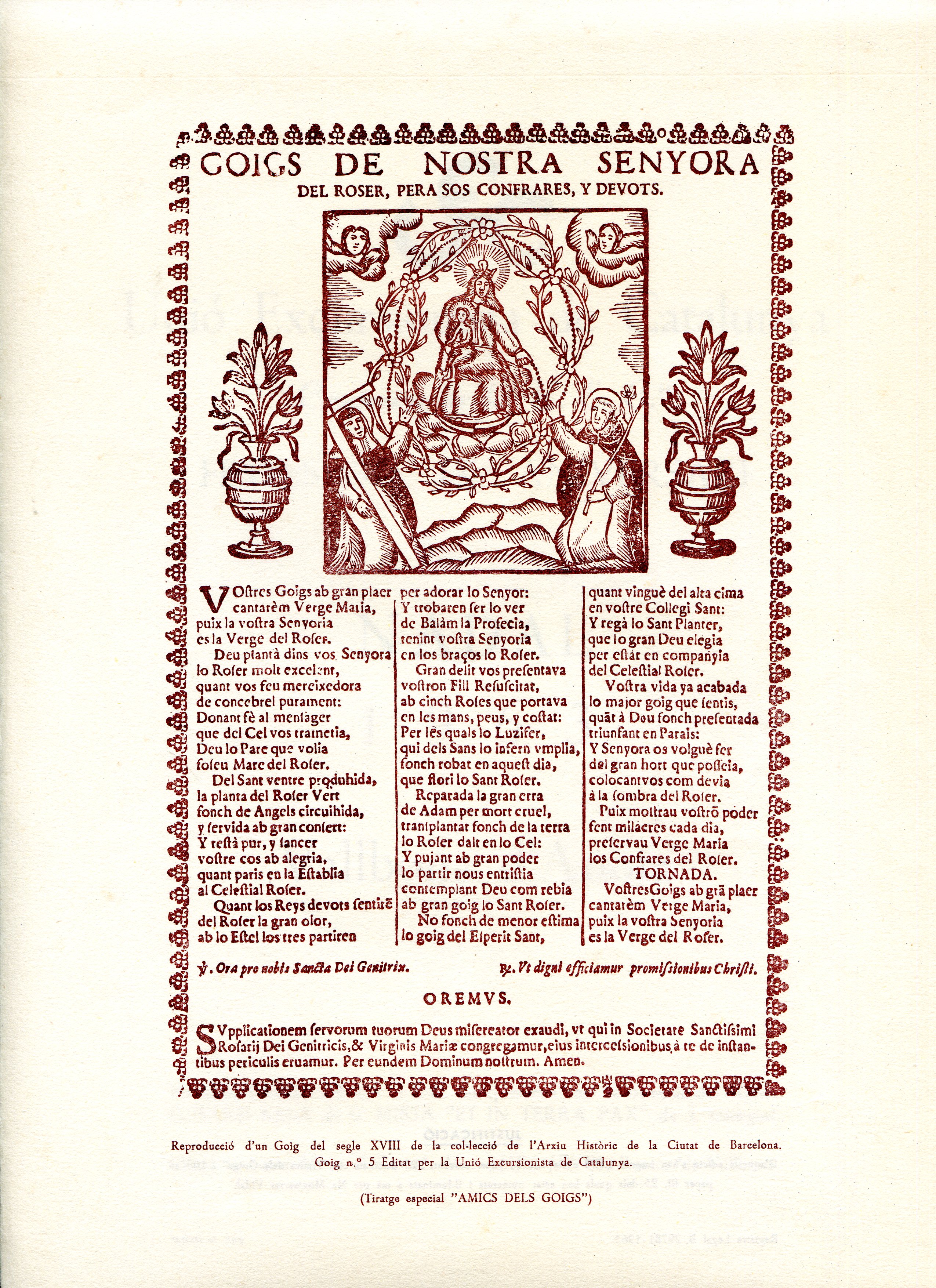 Goigs de Nostra Senyora del Roser, per a sos confrares, y devots : Unió Excursionista de Catalunya "Cantaires de la U.E.C." : Festes del IX.è aniversari : Nadal 1963 : Vallbona d'Anoia - Miniatura 2